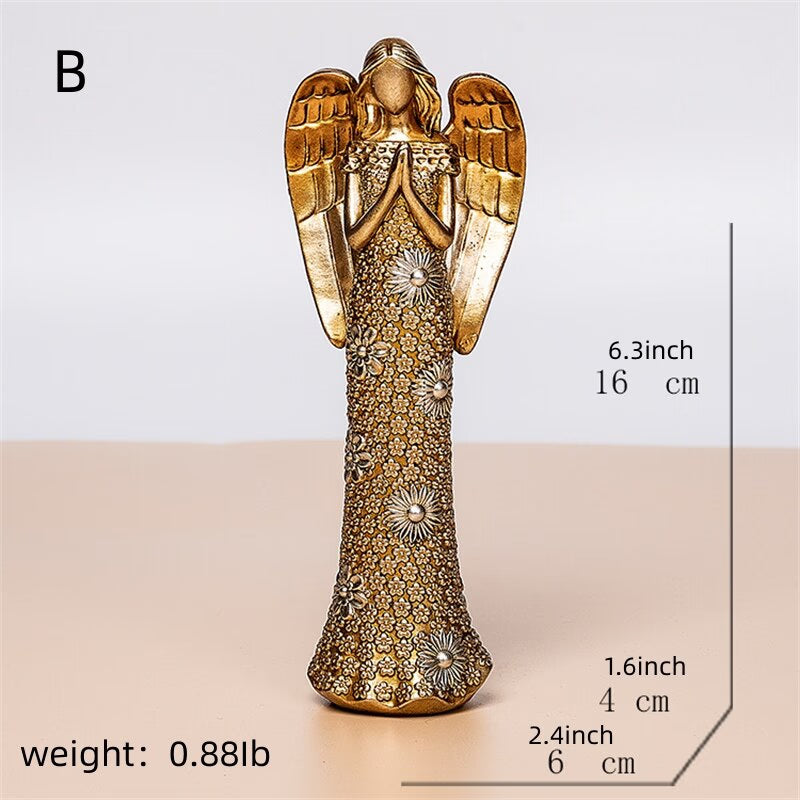 Nordic Love Angel Statue Golden Resin Blessing Angel Sculpture Desktop Porch Decoration Artifact Figure Ornament acacuss