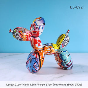 Nordic Modern Art Resin Graffiti Sculpture Balloon Dog Statue Creative Colored Craft Figurine Gift Home Office Desktop Decor acacuss