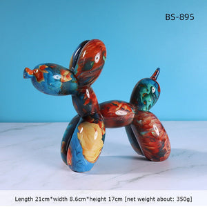 Nordic Modern Art Resin Graffiti Sculpture Balloon Dog Statue Creative Colored Craft Figurine Gift Home Office Desktop Decor acacuss