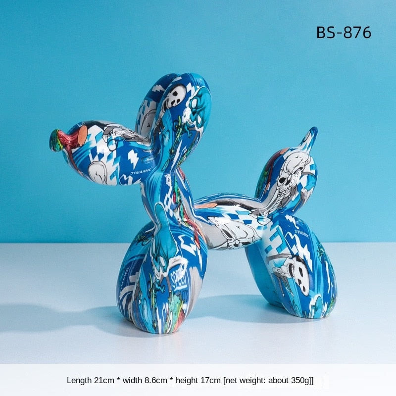 Nordic Modern Art Resin Graffiti Sculpture Balloon Dog Statue Creative Colored Craft Figurine Gift Home Office Desktop Decor acacuss