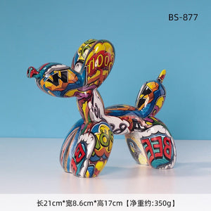 Nordic Modern Art Resin Graffiti Sculpture Balloon Dog Statue Creative Colored Craft Figurine Gift Home Office Desktop Decor acacuss