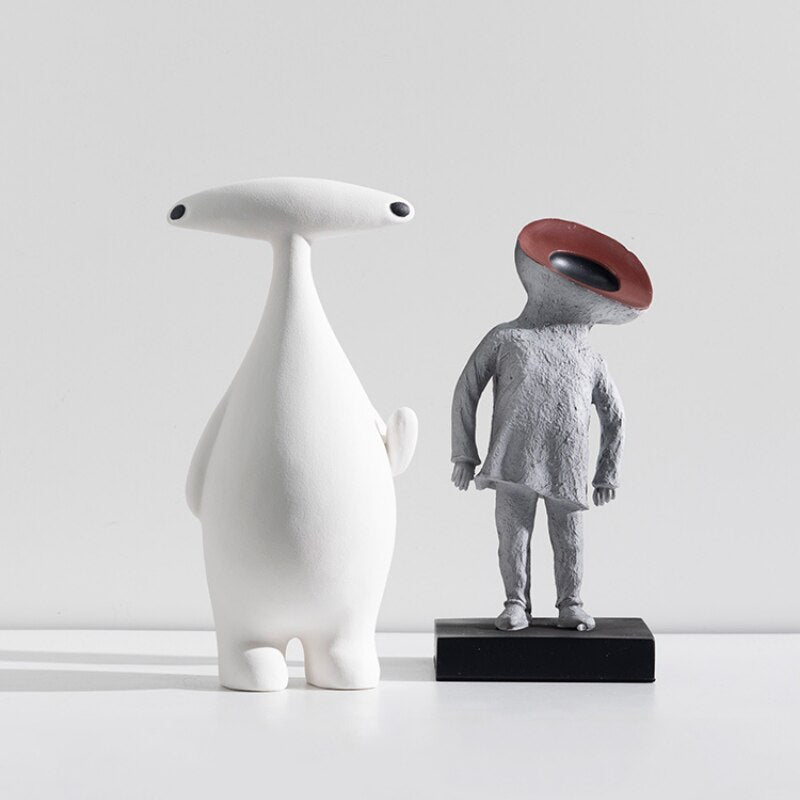 Nordic Modern Minimalist Creative Abstract Character Sculpture Cartoon Alien Resin Crafts Home Living Room Bedroom Decoration acacuss