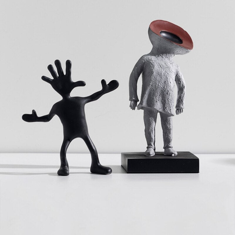 Nordic Modern Minimalist Creative Abstract Character Sculpture Cartoon Alien Resin Crafts Home Living Room Bedroom Decoration acacuss