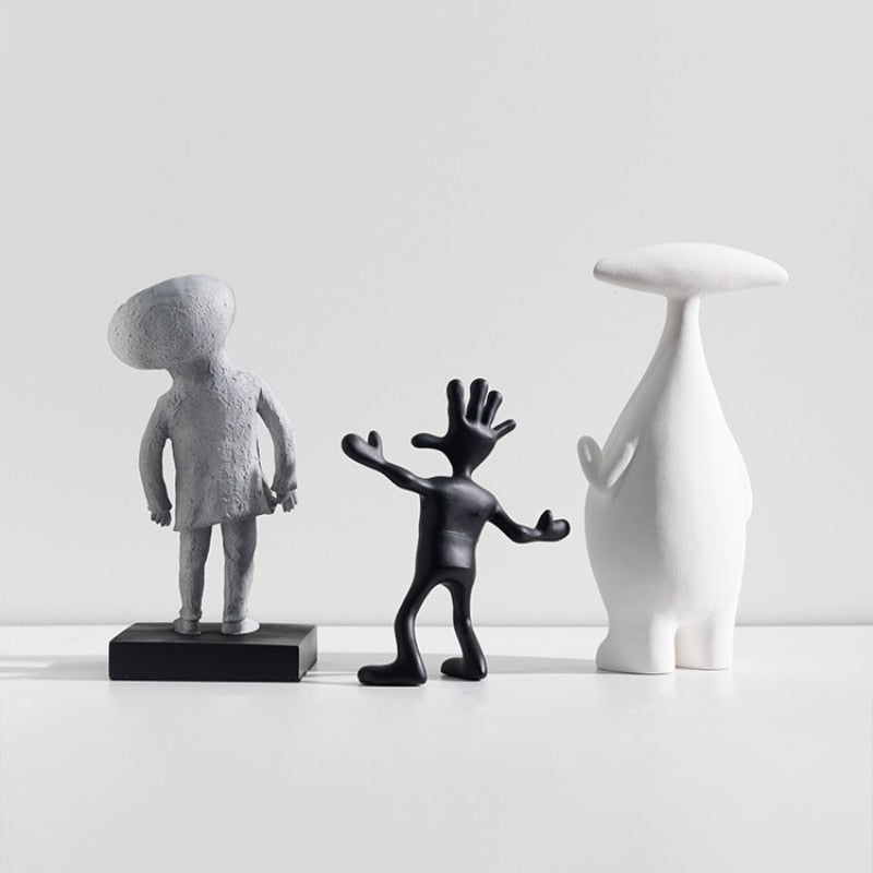 Nordic Modern Minimalist Creative Abstract Character Sculpture Cartoon Alien Resin Crafts Home Living Room Bedroom Decoration acacuss