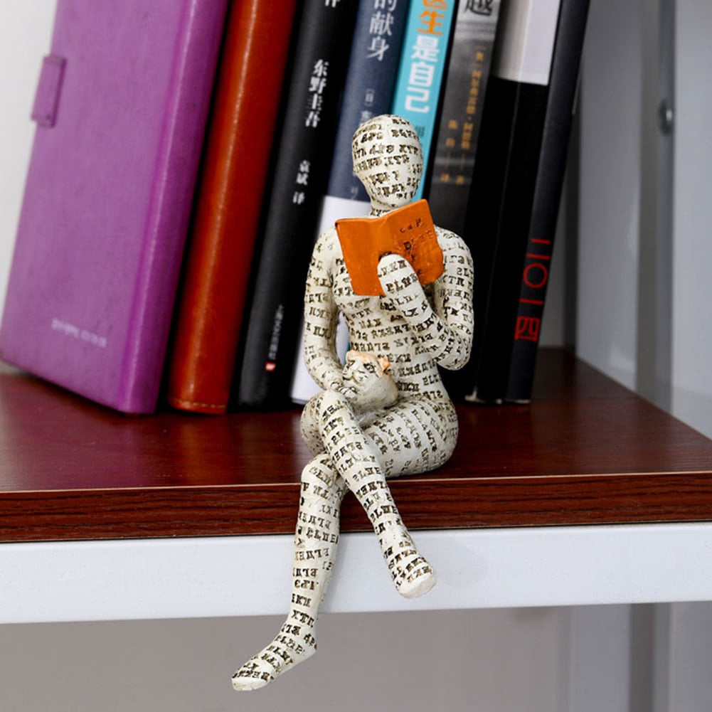 Nordic Modern Reading Woman Statue Resin Abstract Thinker Desktop Sculptures Home Room Bedroom Figurine Ornaments Decoration acacuss