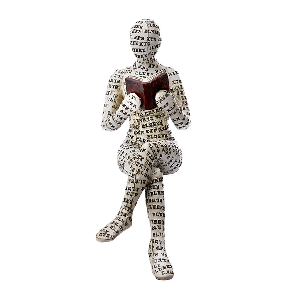 Nordic Modern Reading Woman Statue Resin Abstract Thinker Desktop Sculptures Home Room Bedroom Figurine Ornaments Decoration acacuss