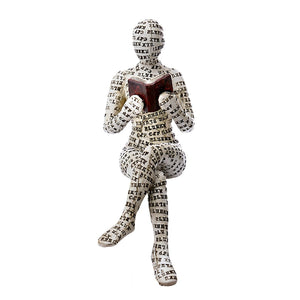 Nordic Modern Reading Woman Statue Resin Abstract Thinker Desktop Sculptures Home Room Bedroom Figurine Ornaments Decoration acacuss