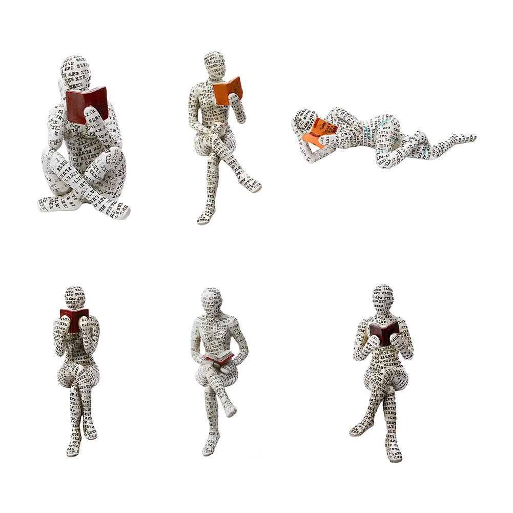 Nordic Modern Reading Woman Statue Resin Abstract Thinker Desktop Sculptures Home Room Bedroom Figurine Ornaments Decoration acacuss