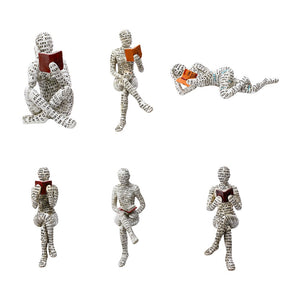 Nordic Modern Reading Woman Statue Resin Abstract Thinker Desktop Sculptures Home Room Bedroom Figurine Ornaments Decoration acacuss