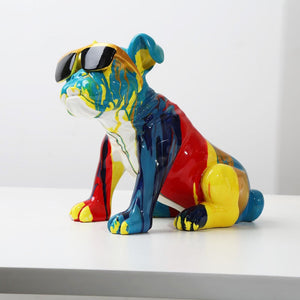 Nordic Painting Art English Bulldog Creative Resin Crafts Home Decoration Wine Cabinet Office Decor Resin Crafts Gift Anime acacuss