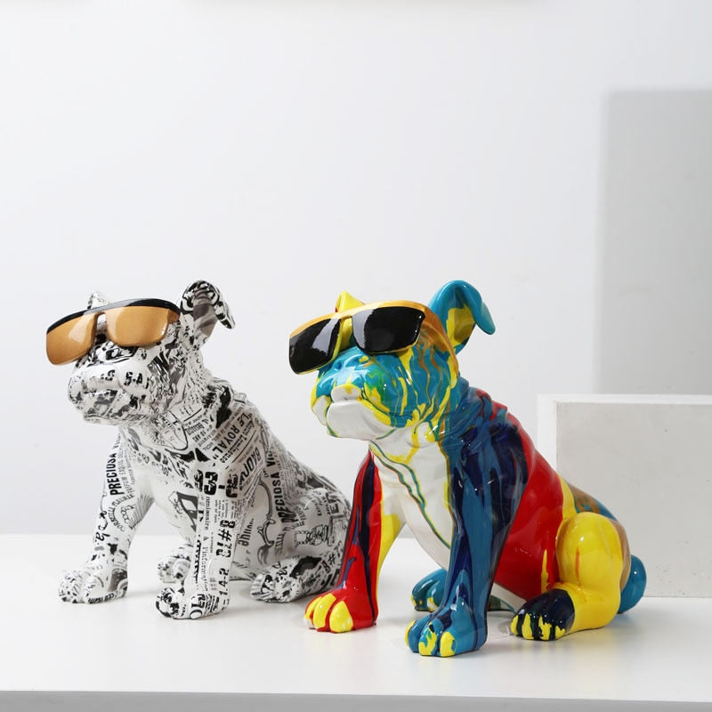Nordic Painting Art English Bulldog Creative Resin Crafts Home Decoration Wine Cabinet Office Decor Resin Crafts Gift Anime acacuss