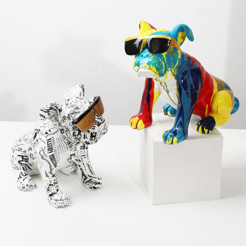 Nordic Painting Art English Bulldog Creative Resin Crafts Home Decoration Wine Cabinet Office Decor Resin Crafts Gift Anime acacuss