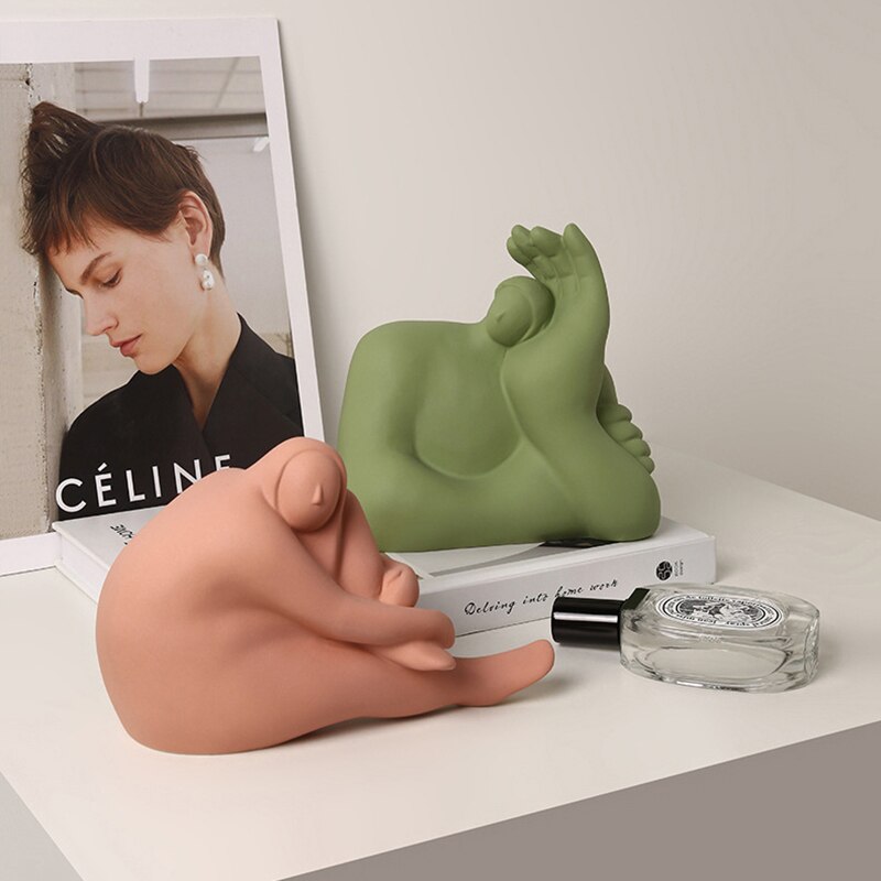 Nordic Plump Woman Ceramic Character Sculpture Home Living Room Decoration Accessories Bedroom Office Wine Cabinet Art Ornaments acacuss