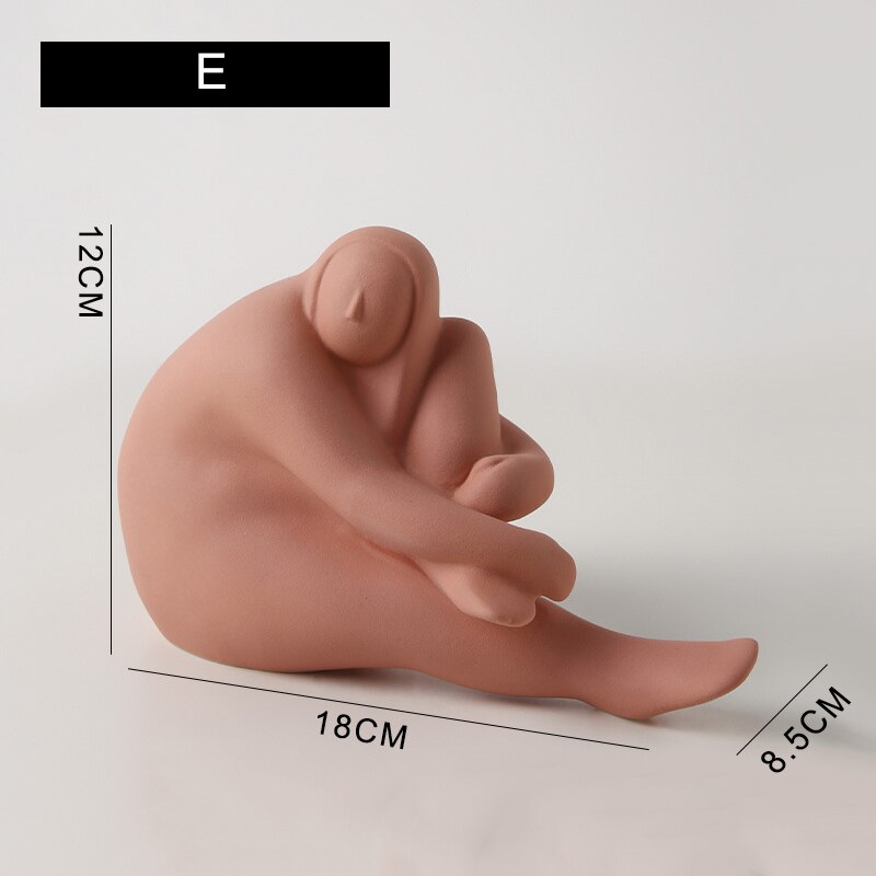Nordic Plump Woman Ceramic Character Sculpture Home Living Room Decoration Accessories Bedroom Office Wine Cabinet Art Ornaments acacuss