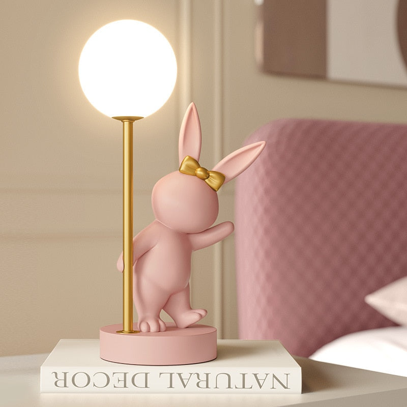 Nordic Rabbit Table Lamp Luxury Birthday Wedding Gift Nightlights Ins Cute Bunny Bedroom Decoration LED Atmosphere Night Light acacuss