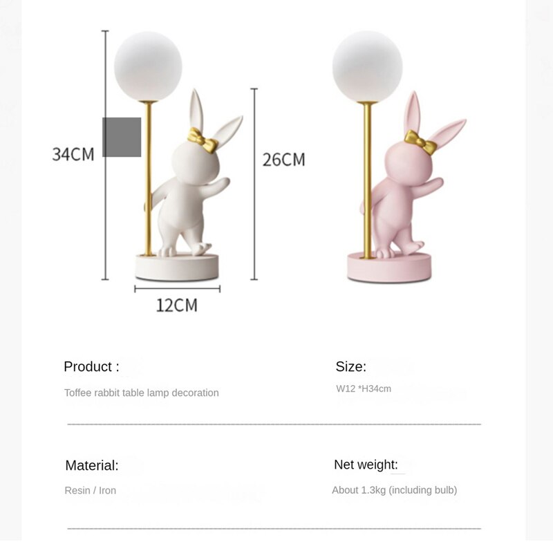 Nordic Rabbit Table Lamp Luxury Birthday Wedding Gift Nightlights Ins Cute Bunny Bedroom Decoration LED Atmosphere Night Light acacuss