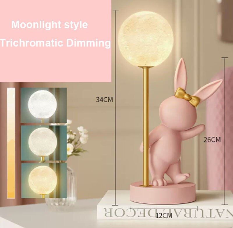 Nordic Rabbit Table Lamp Luxury Birthday Wedding Gift Nightlights Ins Cute Bunny Bedroom Decoration LED Atmosphere Night Light acacuss