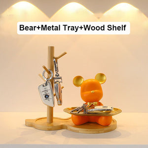 2023 NEW Nordic Resin Bear Tray Figuinres Home Living Room Bedroom Key Storage Decor Ornament Candy Container Animal Statues acacuss