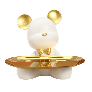 2023 NEW Nordic Resin Bear Tray Figuinres Home Living Room Bedroom Key Storage Decor Ornament Candy Container Animal Statues acacuss