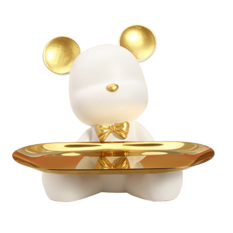 2023 NEW Nordic Resin Bear Tray Figuinres Home Living Room Bedroom Key Storage Decor Ornament Candy Container Animal Statues acacuss