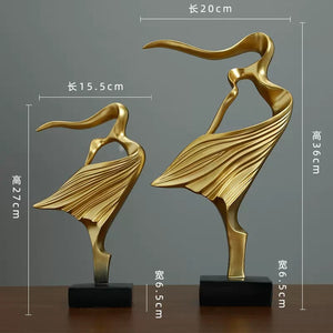 Nordic Retro Art Abstract Figure Dancer Statue Ornament, Home Living Room TV Cabinet Bedroom Office Resin Sculpture Decoration acacuss