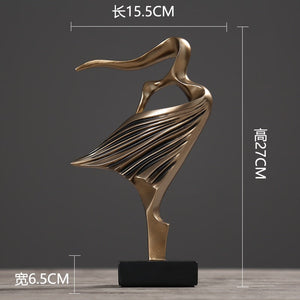 Nordic Retro Art Abstract Figure Dancer Statue Ornament, Home Living Room TV Cabinet Bedroom Office Resin Sculpture Decoration acacuss