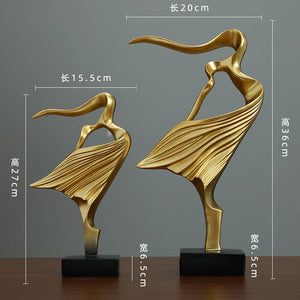 Nordic Retro Art Abstract Figure Dancer Statue Ornament, Home Living Room TV Cabinet Bedroom Office Resin Sculpture Decoration acacuss