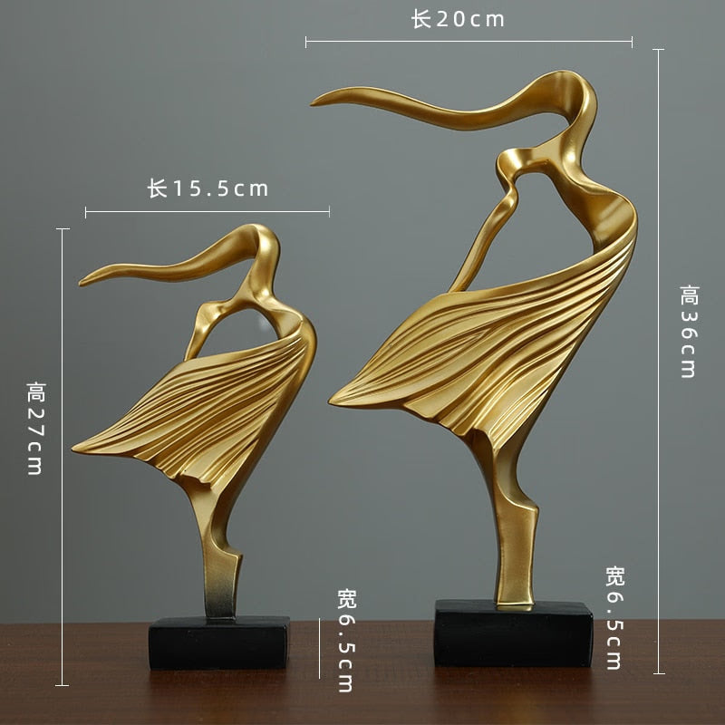 Nordic Retro Art Abstract Figure Dancer Statue Ornament, Home Living Room TV Cabinet Bedroom Office Resin Sculpture Decoration acacuss