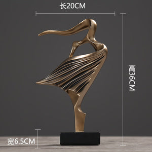 Nordic Retro Art Abstract Figure Dancer Statue Ornament, Home Living Room TV Cabinet Bedroom Office Resin Sculpture Decoration acacuss