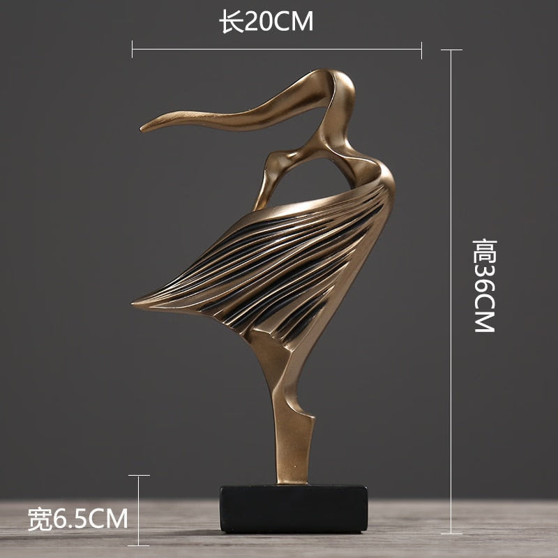 Nordic Retro Art Abstract Figure Dancer Statue Ornament, Home Living Room TV Cabinet Bedroom Office Resin Sculpture Decoration acacuss
