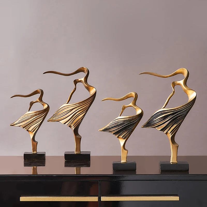 Nordic Retro Art Abstract Figure Dancer Statue Ornament, Home Living Room TV Cabinet Bedroom Office Resin Sculpture Decoration acacuss