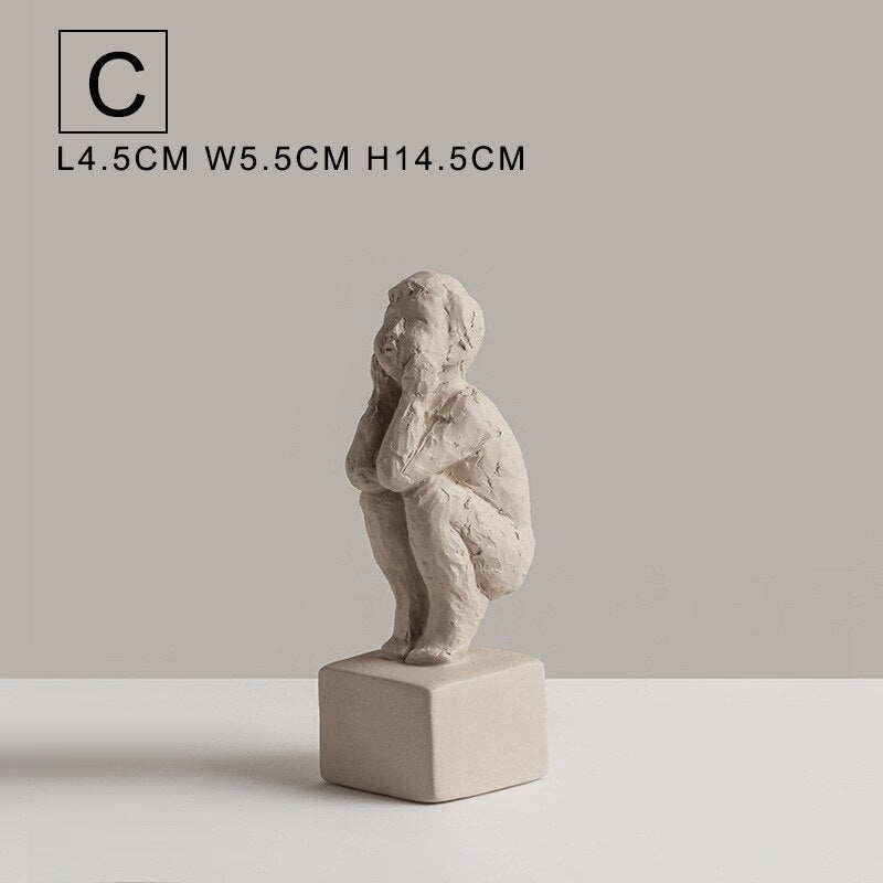 Nordic Retro Art Sculpture Modern Clay Figurine Home Living Room Bedroom Decoration Accessories Ceramic Handicraft Ornaments acacuss