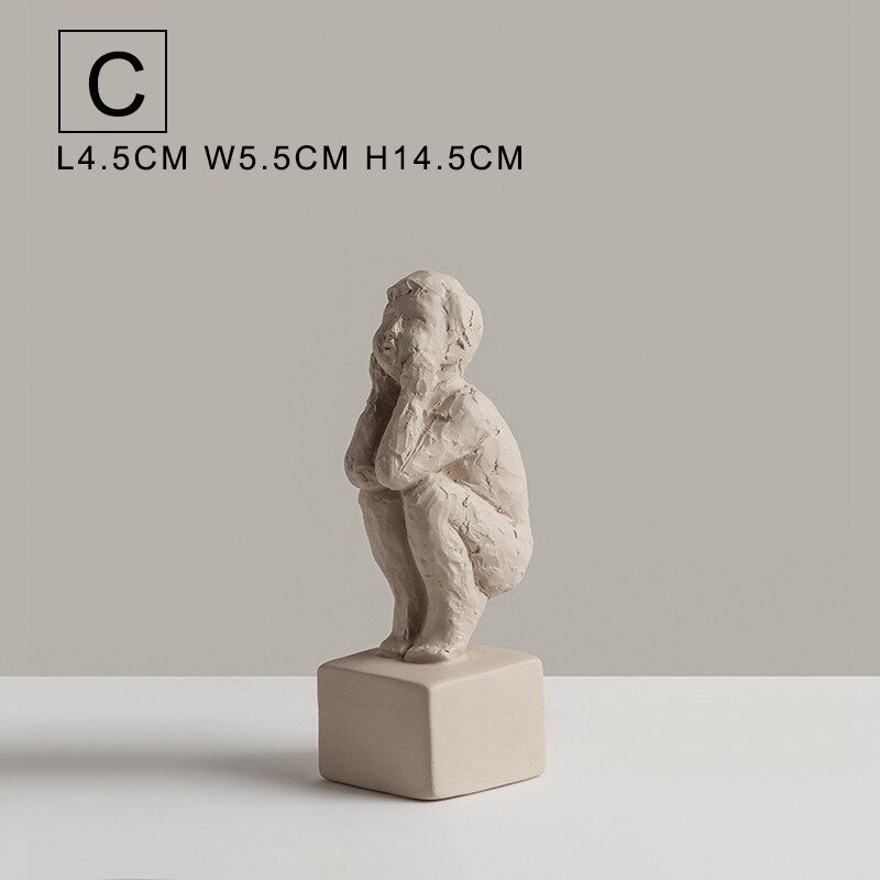 Nordic Retro Art Sculpture Modern Clay Figurine Home Living Room Bedroom Decoration Accessories Ceramic Handicraft Ornaments acacuss