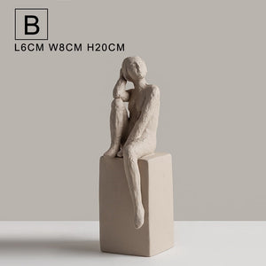 Nordic Retro Art Sculpture Modern Clay Figurine Home Living Room Bedroom Decoration Accessories Ceramic Handicraft Ornaments acacuss