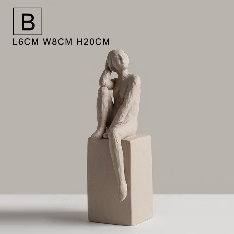 Nordic Retro Art Sculpture Modern Clay Figurine Home Living Room Bedroom Decoration Accessories Ceramic Handicraft Ornaments acacuss