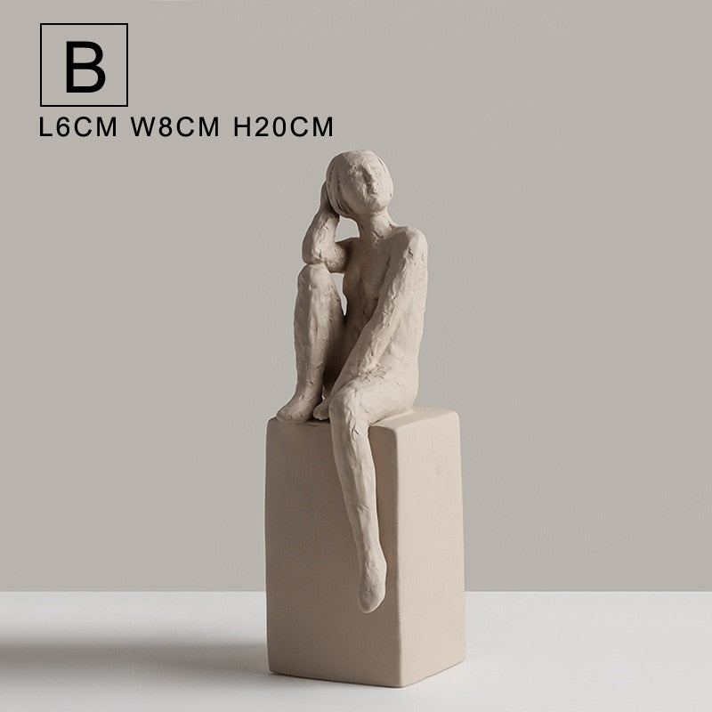 Nordic Retro Art Sculpture Modern Clay Figurine Home Living Room Bedroom Decoration Accessories Ceramic Handicraft Ornaments acacuss
