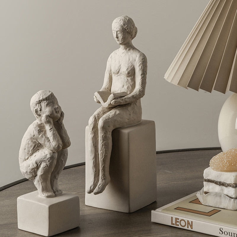 Nordic Retro Art Sculpture Modern Clay Figurine Home Living Room Bedroom Decoration Accessories Ceramic Handicraft Ornaments acacuss