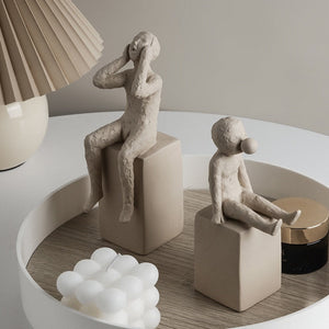 Nordic Retro Art Sculpture Modern Clay Figurine Home Living Room Bedroom Decoration Accessories Ceramic Handicraft Ornaments acacuss