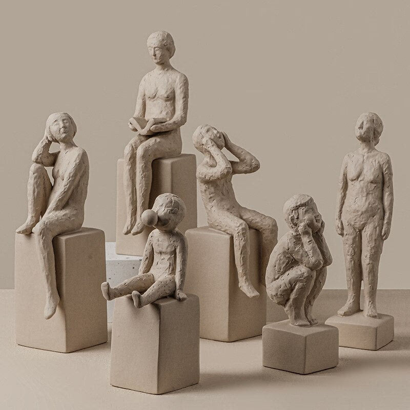 Nordic Retro Art Sculpture Modern Clay Figurine Home Living Room Bedroom Decoration Accessories Ceramic Handicraft Ornaments acacuss