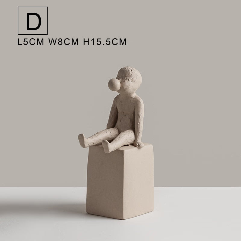 Nordic Retro Art Sculpture Modern Clay Figurine Home Living Room Bedroom Decoration Accessories Ceramic Handicraft Ornaments acacuss