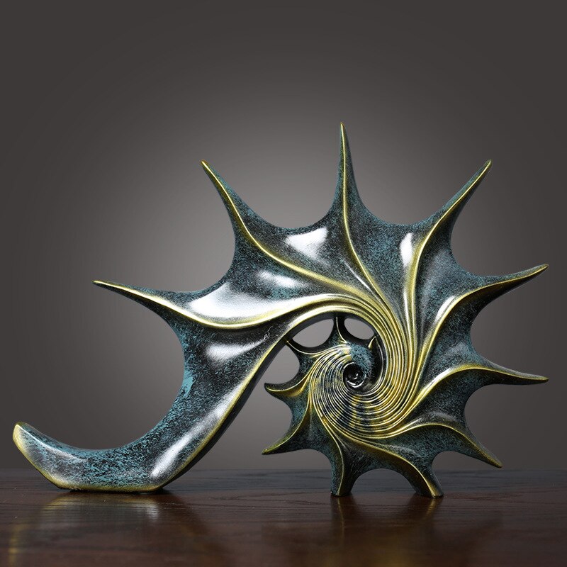 Nordic Retro Resin Shell Conch Ornaments Creative Light Luxury Home Decor Statue Crafts Simplified Office Sculptures Decoration acacuss