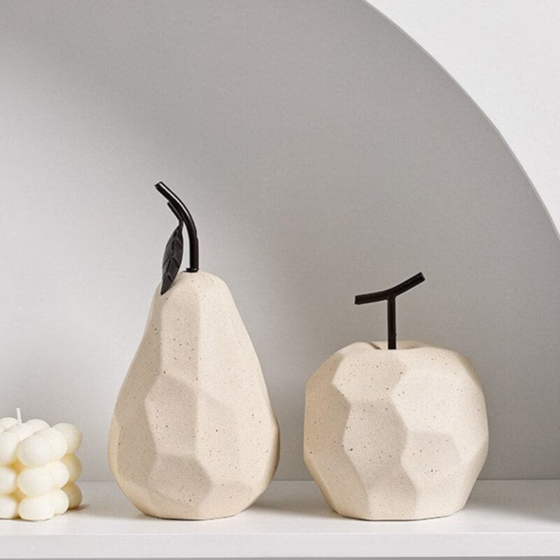Nordic Sculpture Figurines for Interior Desk Accessories Home Living Room Decoration Apple Pear Ceramic Unique Fruit Ornaments acacuss