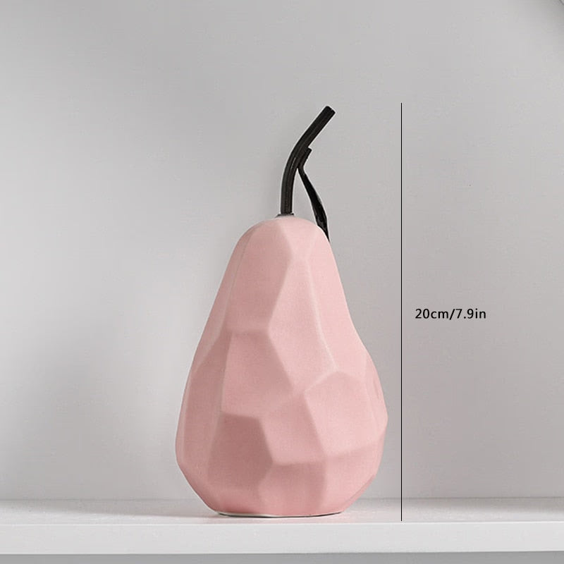 Nordic Sculpture Figurines for Interior Desk Accessories Home Living Room Decoration Apple Pear Ceramic Unique Fruit Ornaments acacuss
