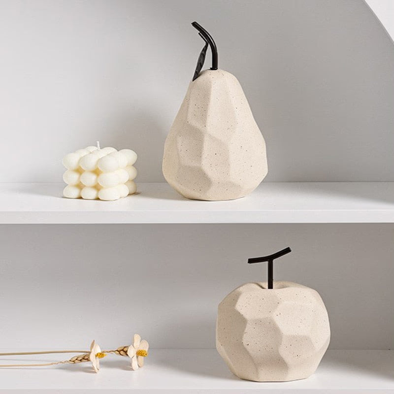 Nordic Sculpture Figurines for Interior Desk Accessories Home Living Room Decoration Apple Pear Ceramic Unique Fruit Ornaments acacuss