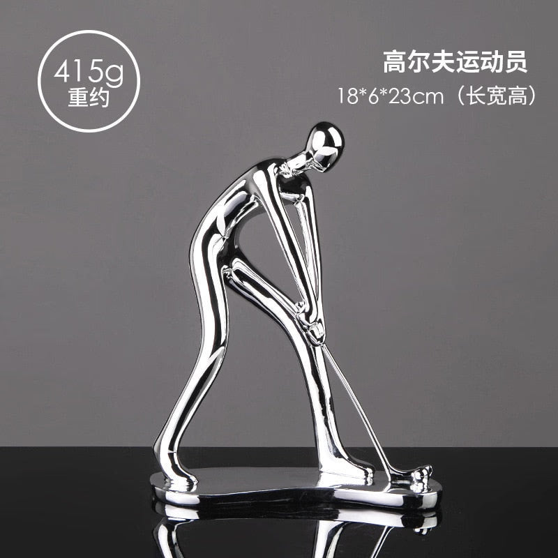 Nordic Silver Ceramic Abstract Resin Bicycler Cyclist Statue Bicycle Rider Statue Bike Figurine Office Bar Home Decor Crafts acacuss