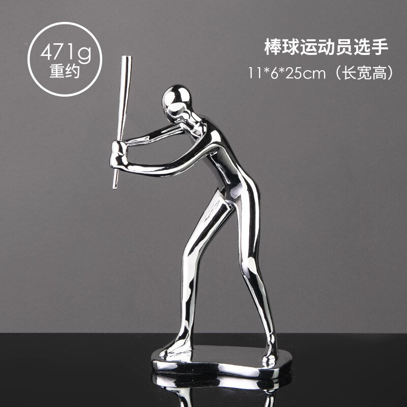 Nordic Silver Ceramic Abstract Resin Bicycler Cyclist Statue Bicycle Rider Statue Bike Figurine Office Bar Home Decor Crafts acacuss