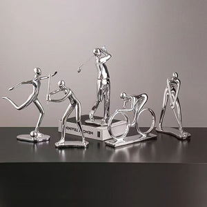 Nordic Silver Ceramic Abstract Resin Bicycler Cyclist Statue Bicycle Rider Statue Bike Figurine Office Bar Home Decor Crafts acacuss