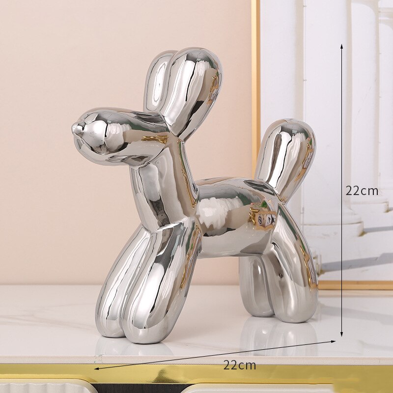 Nordic Style Ceramic Handicraft Balloon Dog Piggy Bank Home Decoration Entrance Living Room TV Cabinet Ornament Children's Gift acacuss