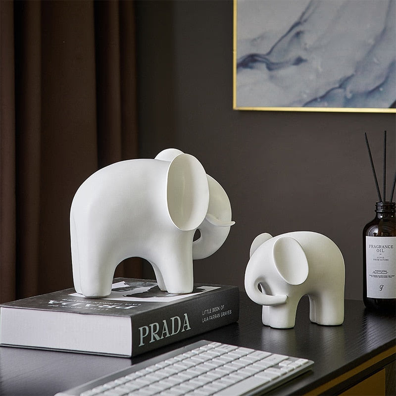 Nordic Style Elephant Statue Resin Ornaments Home Decor Crafts Statue Office Desk Figurines Decoration Bookcase Sculpture Gift acacuss