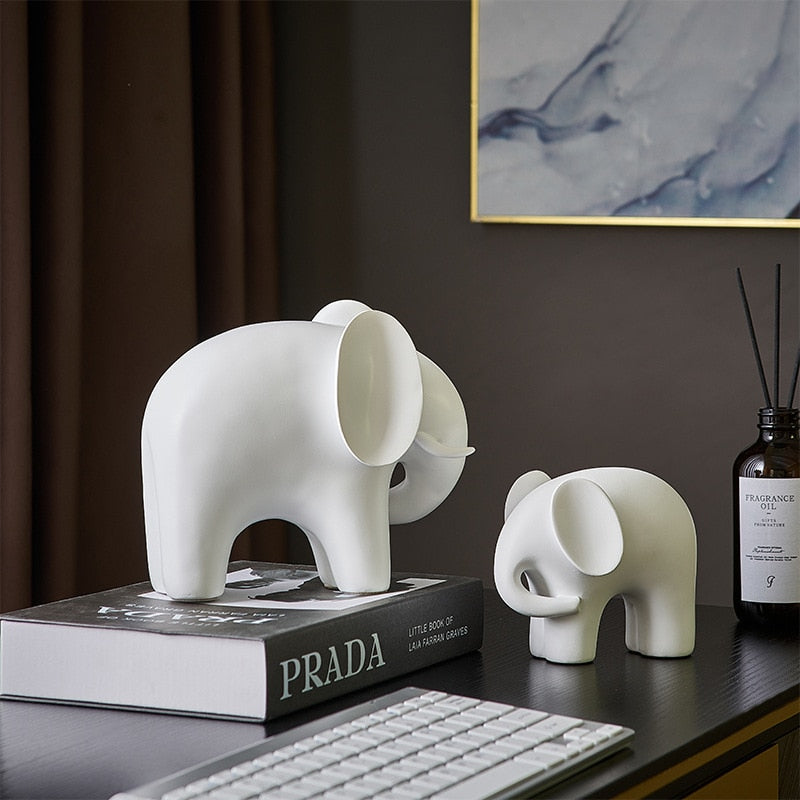 Nordic Style Elephant Statue Resin Ornaments Home Decor Crafts Statue Office Desk Figurines Decoration Bookcase Sculpture Gift acacuss